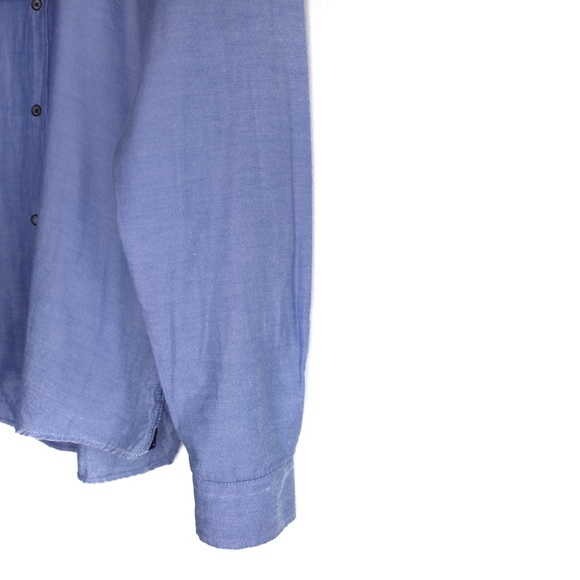 Zara Man NWT Denim Blue Button Up with Patterned Elbow Patch Top Medium - Picture 6 of 10